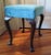 Antique 18th c. English Georgian stool with graceful outswept cabriole legs ending in pad feet. Upholstered in blue...