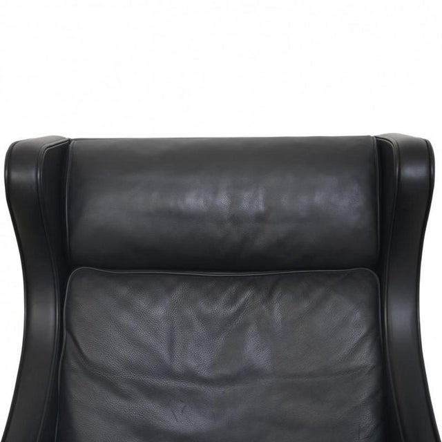 Model 2204 Wingchair in Black Leather by Børge Mogensen, 1990s For Sale - Image 3 of 18