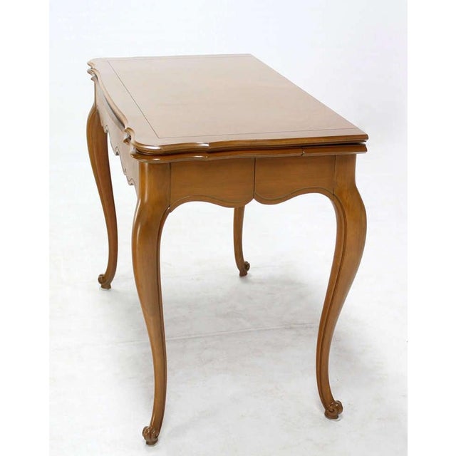 Wood French Provincial Flip Top Console Dining Table w/ Three Leaves Extensions MINT! For Sale - Image 7 of 10