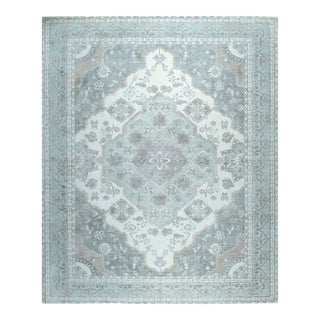 8x10 Selene Oriental Gray Medallion Contemporary Handmade Wool Carpet Rug For Sale