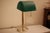 Brass Vintage Ministerial Art Deco Style Brass Banker's Desk Lamp With Emerald Green Shade For Sale - Image 8 of 12