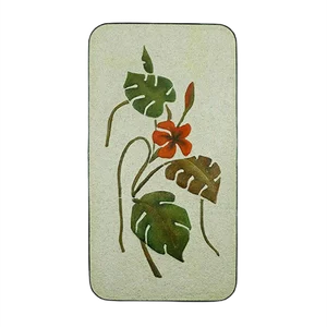 Large Ceramic Plaster Wall Plaque with Floral Design & Iron Rim from Krösselbach, 1950s