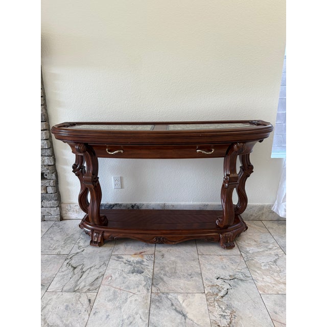 AICO MICHAEL AMINI Jane Seymour Platine de Royale Contemporary French Provincial 60" Console Table in Light Espresso...