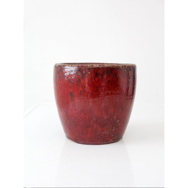 Red Vintage Studio Pottery Planter Pot For Sale - Image 8 of 11