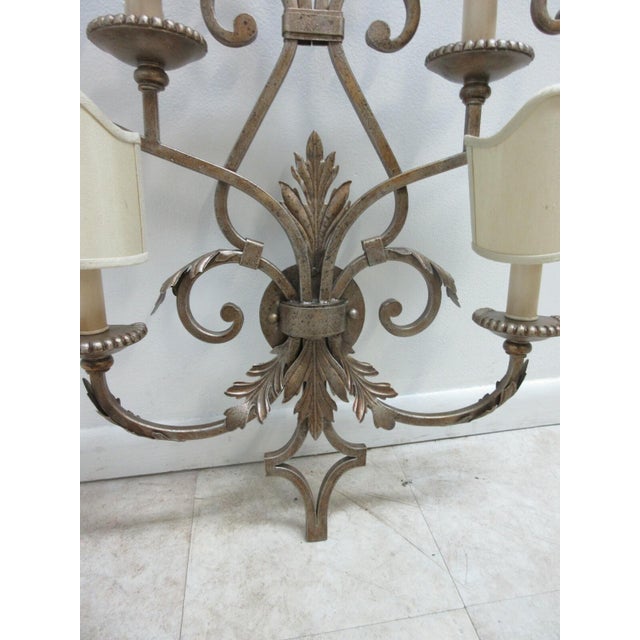 White 1990s Fine Art Lamps French Regency Wrought Iron Acanthus Leaf Wall Sconce Lamp A For Sale - Image 8 of 11