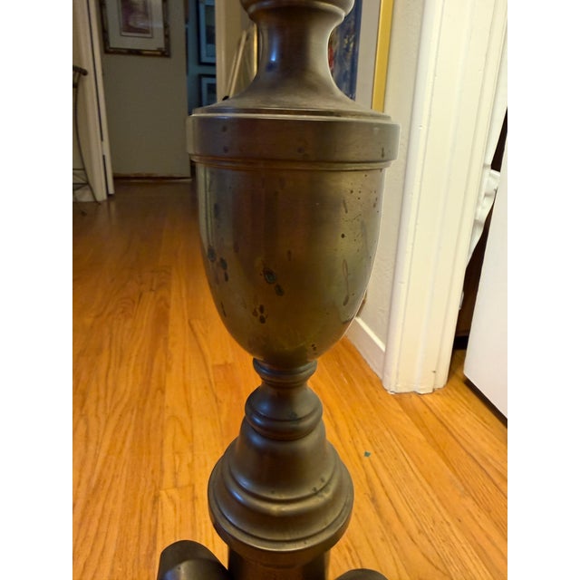 1970s Vintage 1972 Chapman Solid Brass 2-Socket Standing Lamp, X739b, Mid-Century Modern/Hollywood Regency For Sale - Image 5 of 10