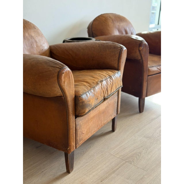 Antique Pair French Leather Chairs For Sale - Image 17 of 17