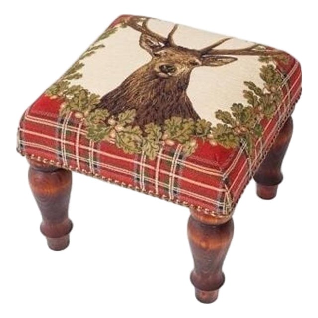 Stag Red Tartan Medium Stool For Sale