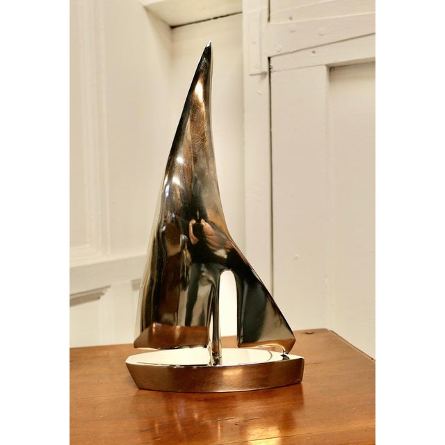 French Chrome Desktop Model Yacht, 1960s For Sale - Image 7 of 9