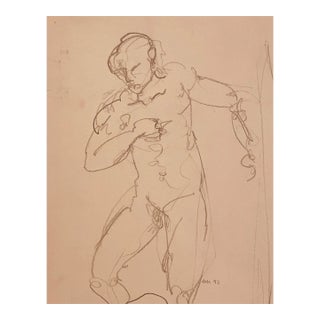 1992 Neil Meitzler Male Nude Drawing For Sale