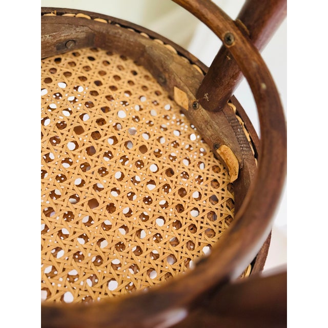 Pair of Vintage Thonet Style Bentwood and Straw Barstools For Sale - Image 9 of 12