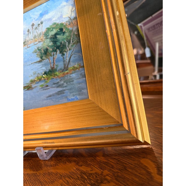 Framed, Signed Oil on Board Painting of Florida Landscape For Sale - Image 11 of 11