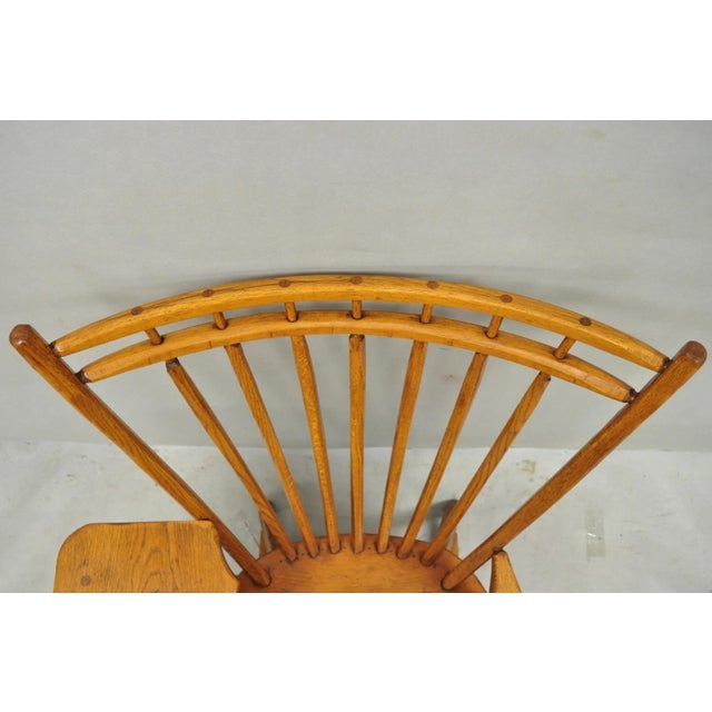 Mid 20th Century Vintage Hunt Country Furniture Pine Wood Writing Desk Windsor Chair W/ Drawer For Sale - Image 5 of 18