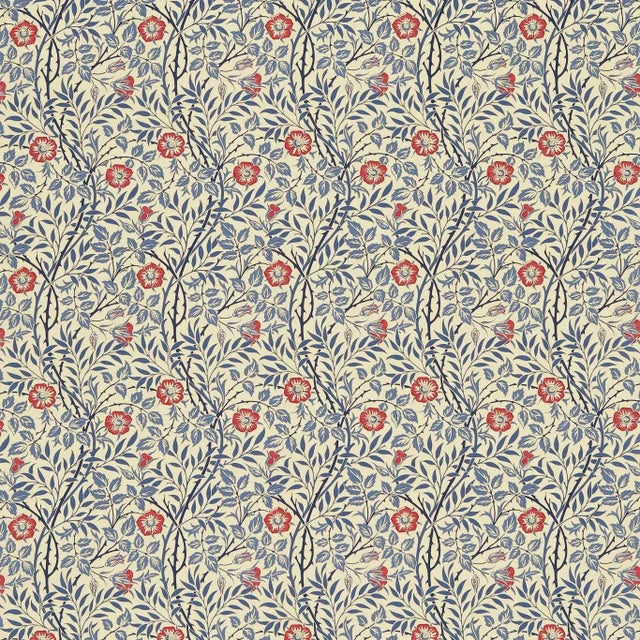 Morris & Co Sweet Briar Fabric in Blue - a Sample For Sale