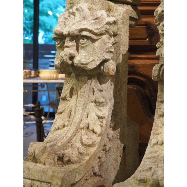 Rare Set of Circa 1700 French Chateau Staircase Baluster Terminals in Limestone For Sale - Image 9 of 18