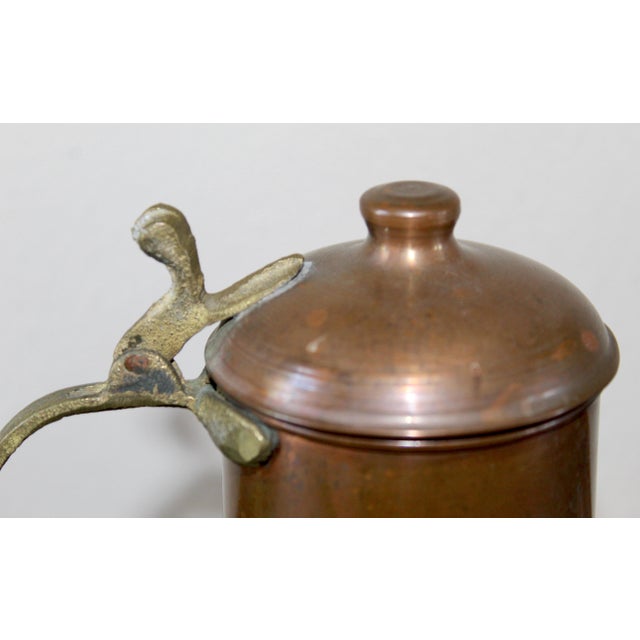 Vintage French Hammered Copper Teapot Pitcher With Brass Handle, 1960s For Sale - Image 12 of 14