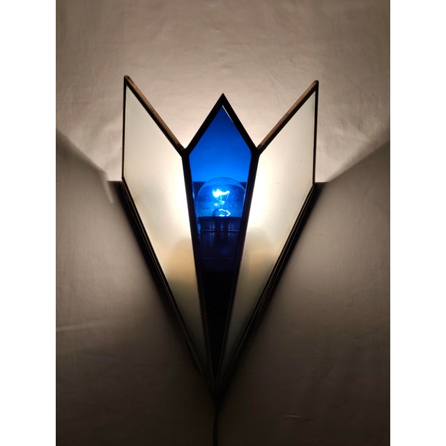 Metal Vintage Spanish Glass Wall Sconce, 1950s For Sale - Image 7 of 13
