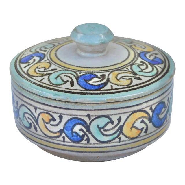 Mid 20th Century Handmade Ceramic Bowl With Colorful Andalusian Motif For Sale