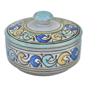 Mid 20th Century Handmade Ceramic Bowl With Colorful Andalusian Motif