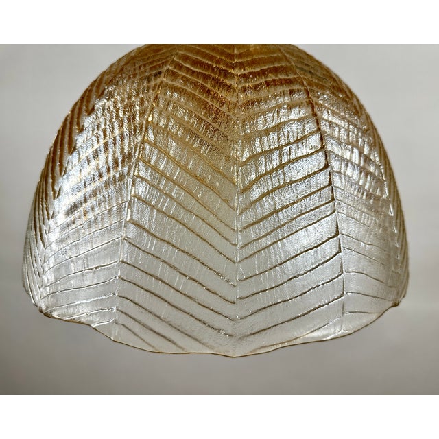 Vintage Mid-Century German Pendant Lamp with Brass & Textured Ombre Glass Shade from Peil Putzler, 1960s For Sale - Image 6 of 8