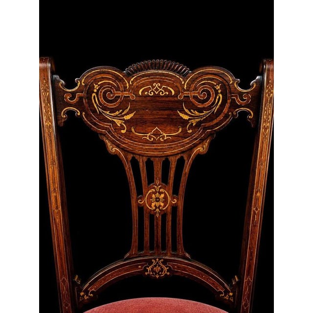 Edwardian Mahogany & Satinwood Inlaid Armchair with Castors, 1905 For Sale - Image 4 of 9