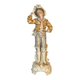 Antique Meissen Style German Porcelain Figurine Young Man For Sale