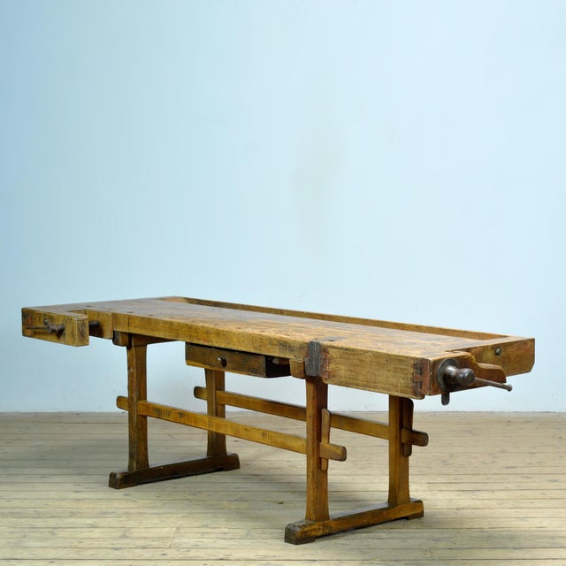 Antique Oak Workbench, 1920s For Sale - Image 13 of 13