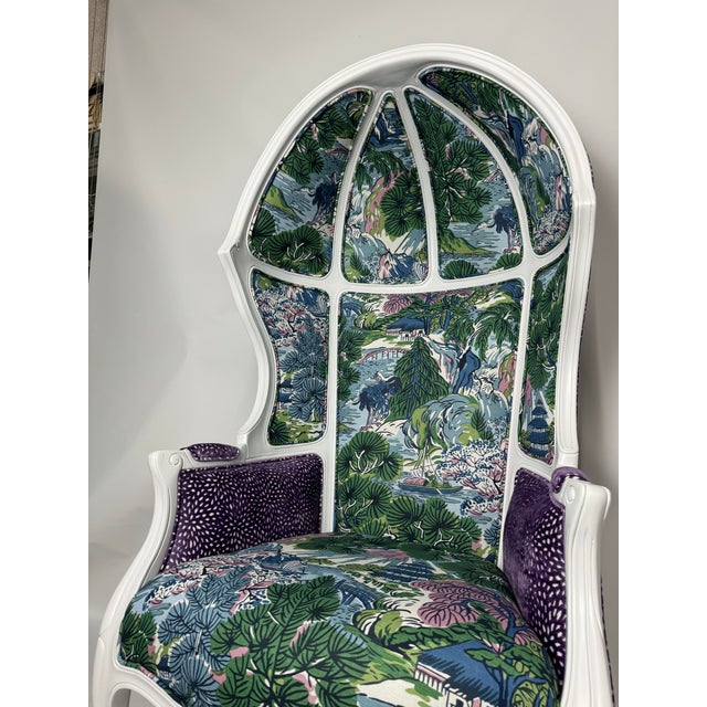 Late 20th Century Thibaut Pagoda Trees White Balloon Chair For Sale In New York - Image 6 of 12