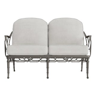 Brown Jordan Calcutta Loveseat, Mica frame with Fusion Dove fabric For Sale