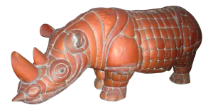 Sergio Bustamante Signed Brass and Copper Rhino Sculpture