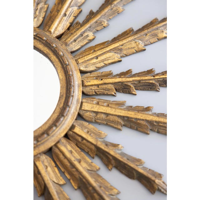 French Provincial Antique French Giltwood Sunburst Mirror For Sale - Image 3 of 11