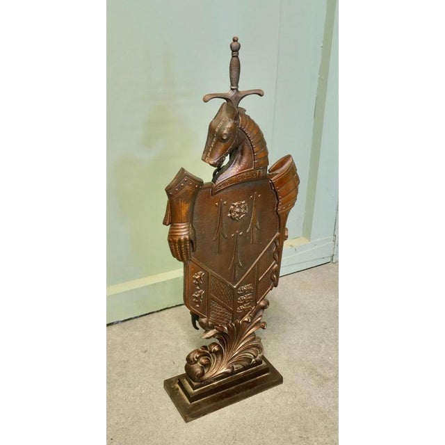 Iron Armoured Knight and Horse Companion Fire Tools, 1930, Set of 4 For Sale - Image 4 of 7