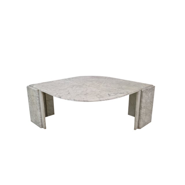 Italian Teardrop Shaped Marble Coffee Table, 1980s For Sale