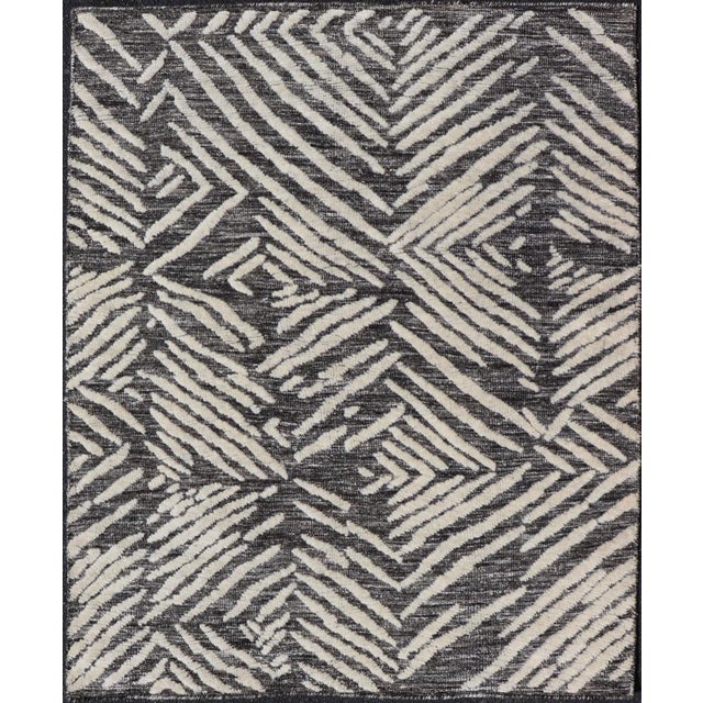 Small Area Rug With Contemporary Stripes Pattern on Dark Gray Background For Sale - Image 10 of 10