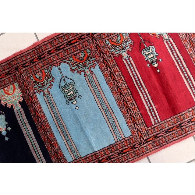 1960s, Vintage Uzbek Bukhara Multi-Niche Prayer Runner 1.1' X 6.1' For Sale - Image 13 of 13