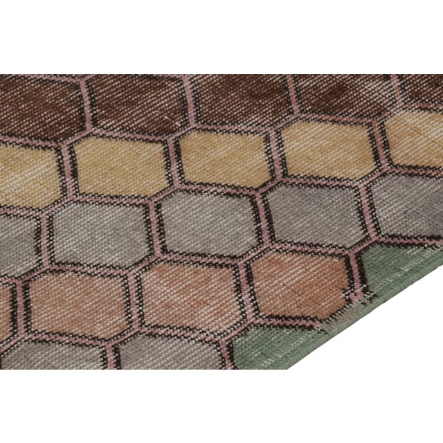 Vintage Distressed Runner Rug, Colorful Diagonal Geometric Design - Rug & Kilim For Sale In New York - Image 6 of 8