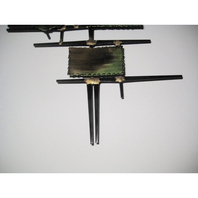 Brutalist Mid-Century Brutalist Mixed Metal Wall Sculpture For Sale - Image 3 of 11