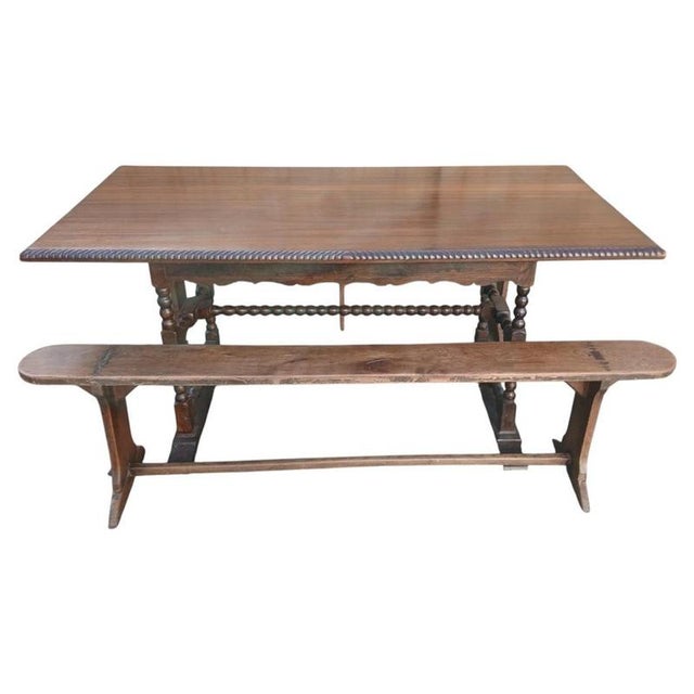 Antique Victorian Walnut Refectory Farmhouse Dining Table For Sale - Image 3 of 7