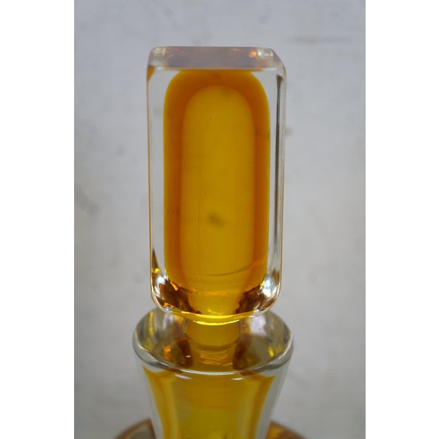 Mid 20th Century Mid 20th Century Mid Century Modern Italian Murano Yellow Sommerso Glass Decanter Bottle Stopper For Sale - Image 5 of 18