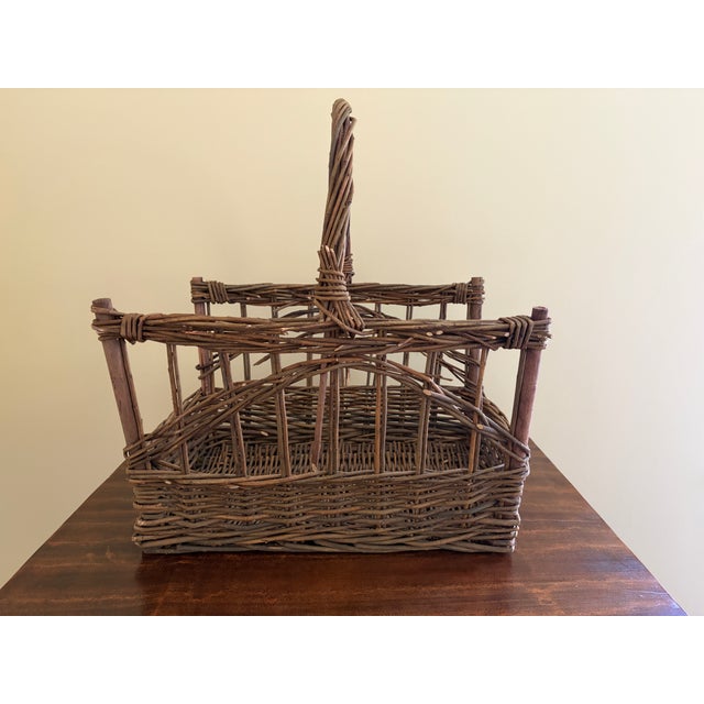 Wood Vintage Rustic Twig Magazine Holder With Arched Handle For Sale - Image 7 of 8
