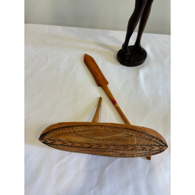 Vintage Hand-Carved Maasai Warrior Wood Sculpture For Sale - Image 10 of 10
