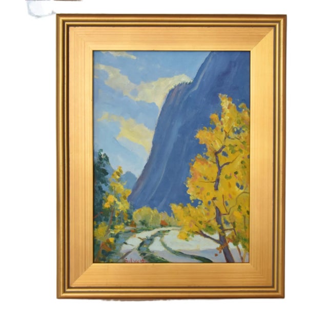 Silvio Silvestri, Listed Artists Mountain Landscape Oil Painting Including the Antiqued Gold Frame For Sale - Image 9 of 12