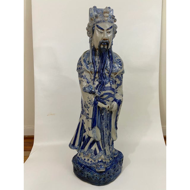 Large Blue and White Immortal Statue For Sale - Image 12 of 12