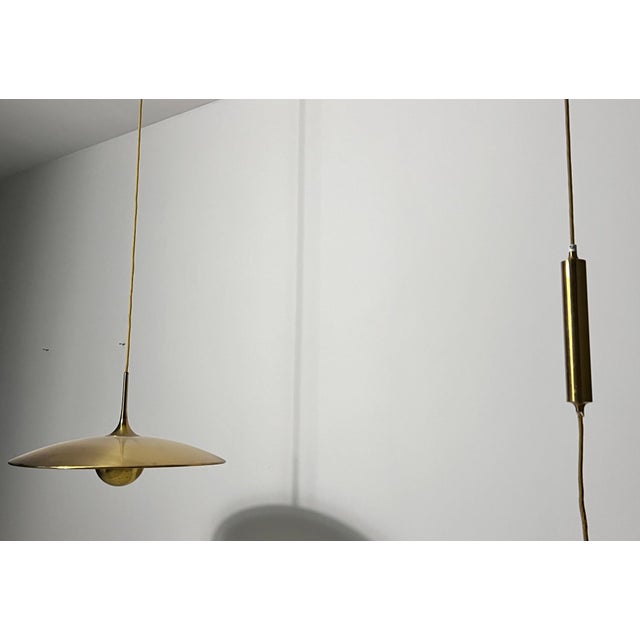 1st Edition Brass Pendant Lamp with Counterweight by Florian Schulz, 1960s For Sale - Image 10 of 12