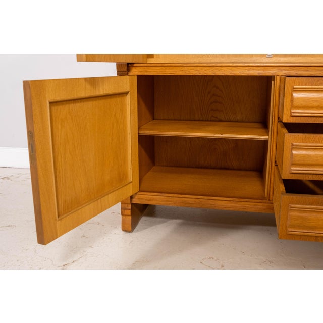 1950s Pair German Oak 3 Piece Open Bookcase Cabinets For Sale - Image 5 of 18
