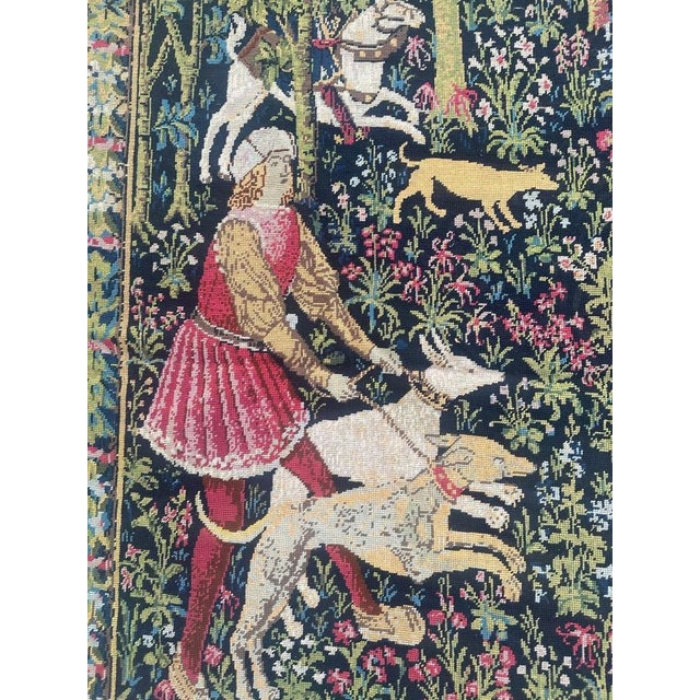 French Aubusson Style Needlepoint Tapestry with Medieval Design, 1970s For Sale - Image 4 of 18