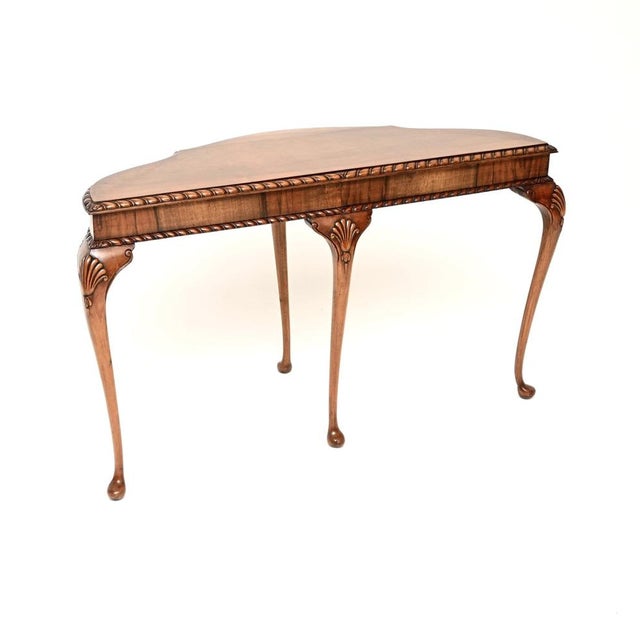 Antique Queen Anne Style Figured Walnut Console Table, 1900s For Sale - Image 4 of 11