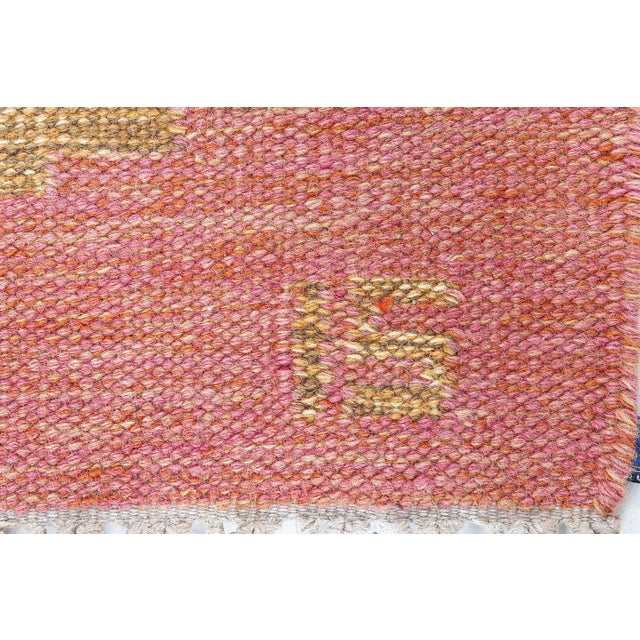 Mid-Century Scandinavian Abstract Lavender Flatweave Rug By Ingegerd Silow For Sale - Image 4 of 11