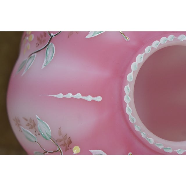 Glass 1992 Fenton Rosalene Pink Twining Floral Satin Glass Melon Vase Urn 7" For Sale - Image 7 of 13