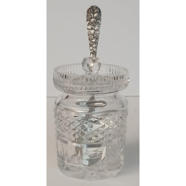 Antique 925 Baltimore Rose Jelly Server With Waterford Crystal Jelly